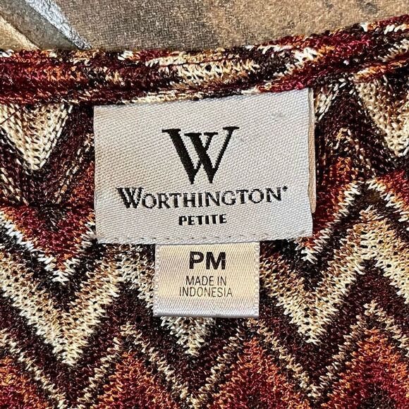 Worthington Petite Medium Chevron Tie Bottom Blouse - Picture 9 of 12